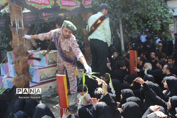 وداع باشکوه عزاداران حسینی با پیکر مطهر شهیدان هشت سال دفاع مقدس