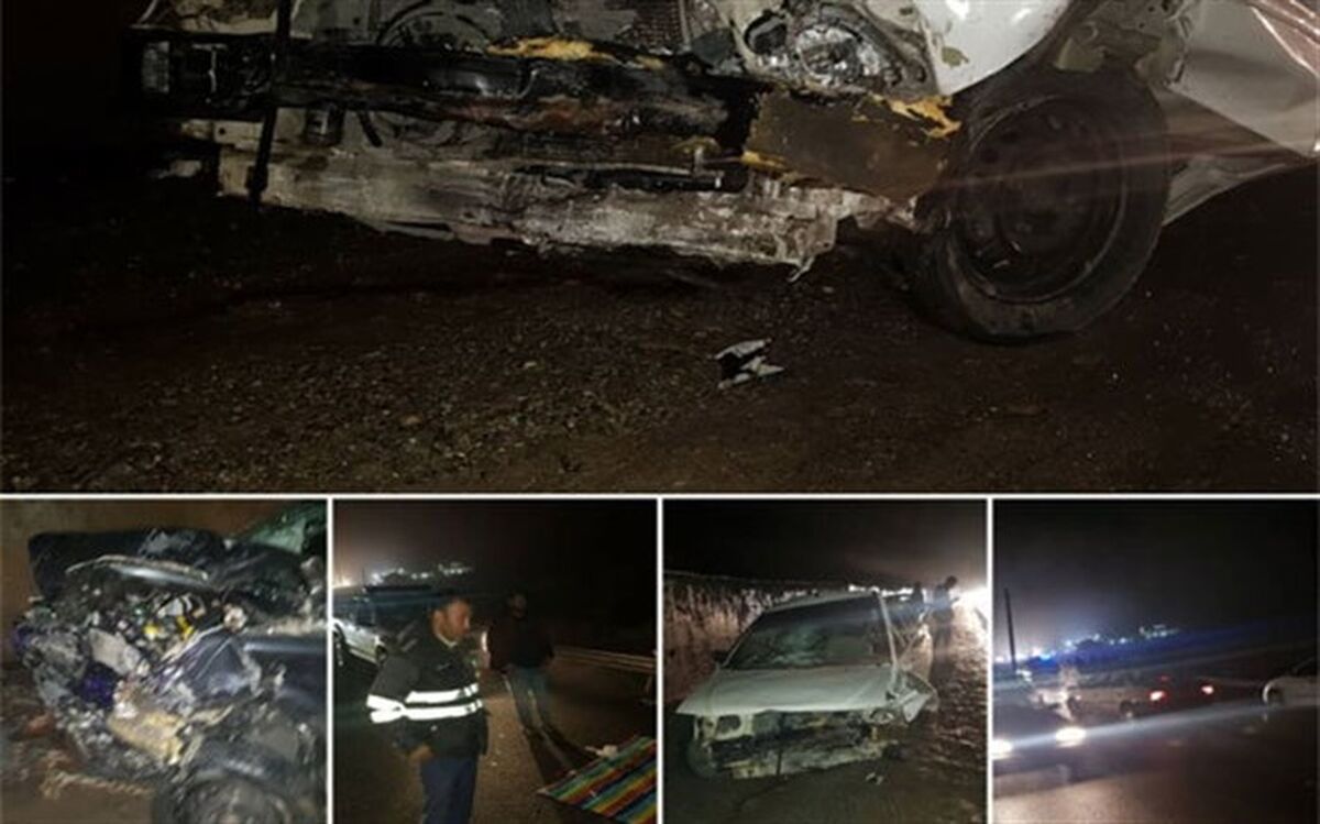 تصادف شاخ به شاخ دو خودرو در هراز