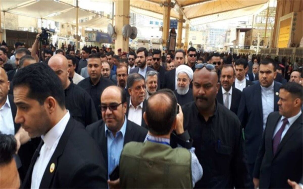 روحانی حرم مطهر امام علی (ع) را زیارت کرد
