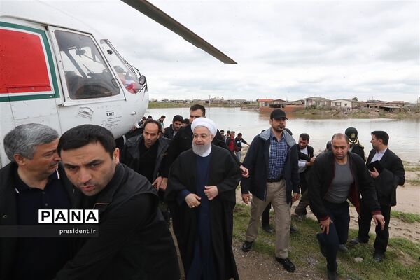 بازدید رئیس جمهوری از مناطق سیل زده  استان گلستان