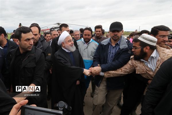 بازدید رئیس جمهوری از مناطق سیل زده  استان گلستان