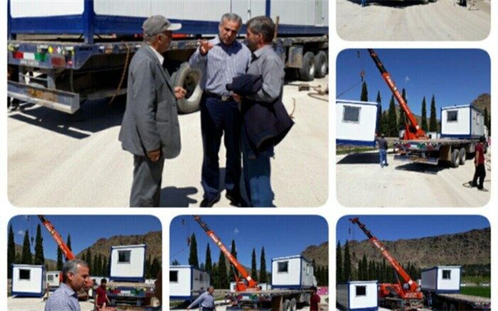 بارگیری و تحویل کانکس به مدارس سیل‌زده لرستان