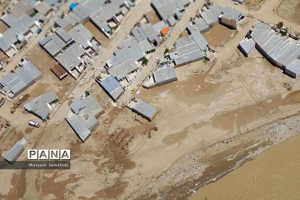 تصاویر هوایی از آخرین وضع مناطق سیل‌زده در لرستان و خوزستان
