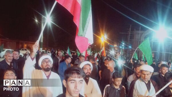 راهپیمایی مردم منطقه کوهنانی در شب سی و چهارم 