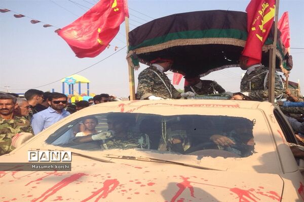 مراسم تشیع پیکر دو شهید گمنام دفاع مقدس درتیرور میناب