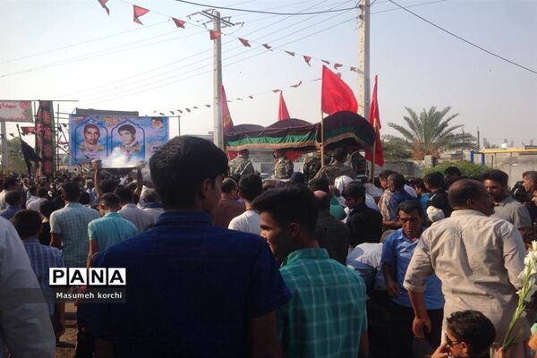 مراسم تشیع پیکر دو شهید گمنام دفاع مقدس درتیرور میناب