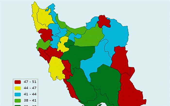رنگ تورم در ۳۱ استان کشور
