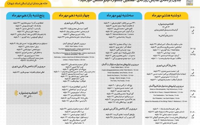 اعلام برنامه نمایش های جشنواره فیلم مستقل خورشید