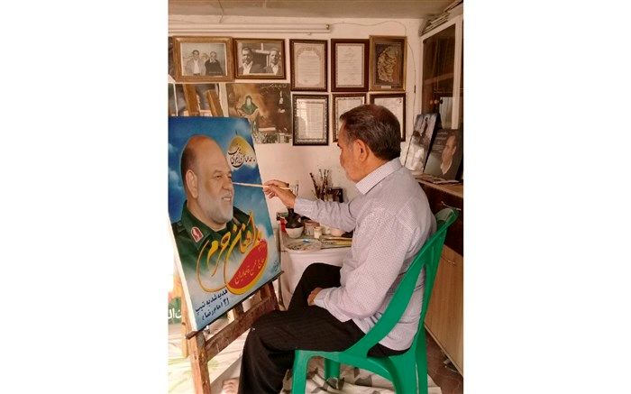 طراحی پرتره شهید قاجاریان توسط هنرمند نیشابوری