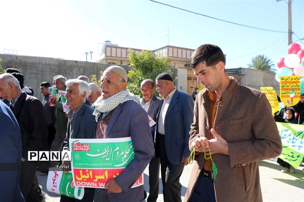 راهپیمایی مردم روستای بورکی علیا از توابع بخش خشت شهرستان کازرون در سالروز پیروزی انقلاب اسلامی