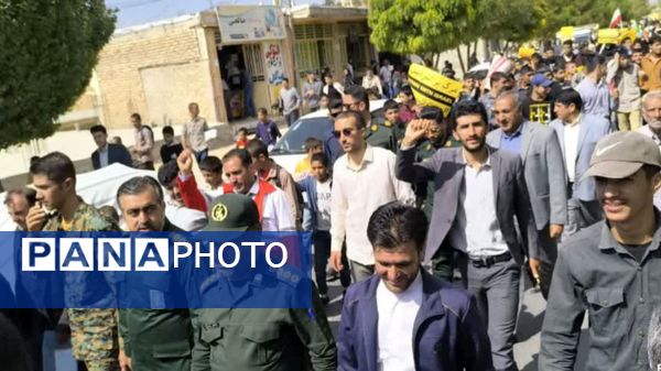 حضور پرشور دانش‌آموزان شهرستان مارگون در محکومیت شهادت سید حسن نصرالله