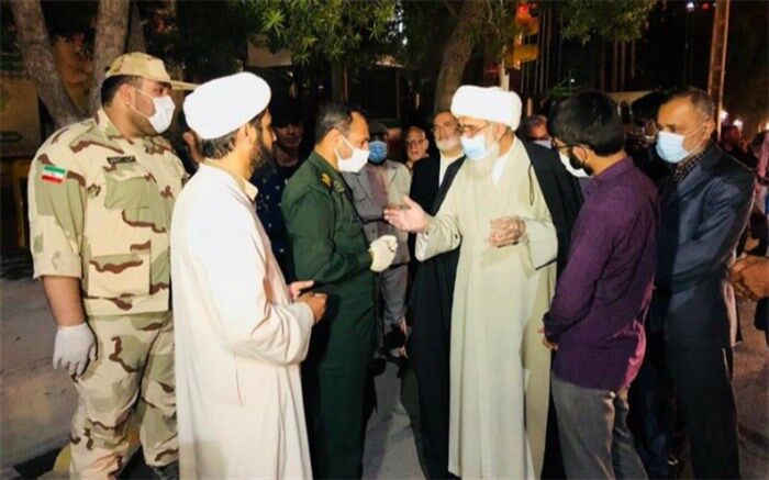 آیت الله صفایی بوشهری در محل برگزاری مانور هماهنگی مقابله با بیماری کرونا در بوشهرحضور یافت