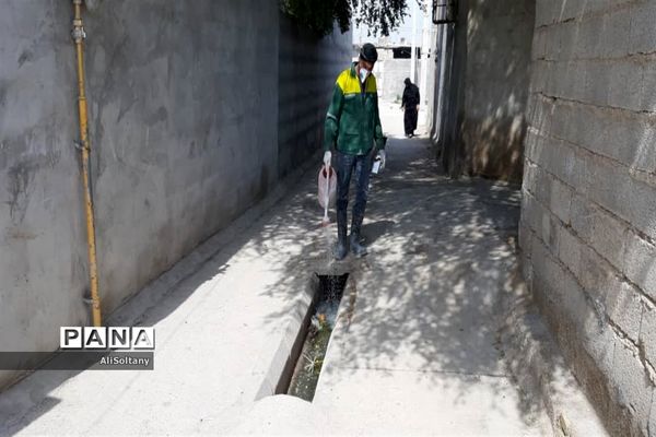 ضدعفونی و گندزدایی روستای شبیشه شهرستان حمیدیه