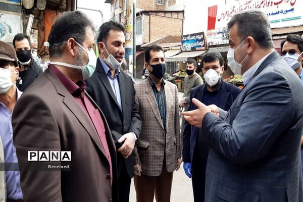 بازدید استاندار از اجرای فاصله‌گذاری اجتماعی در قائم شهر