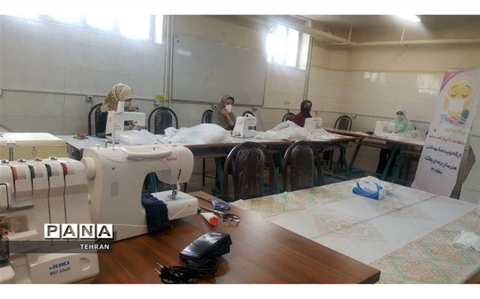 راه اندازی کارگاه تولید ماسک بهداشتی به همت هنرستان بعثت  منطقه 14 تهران