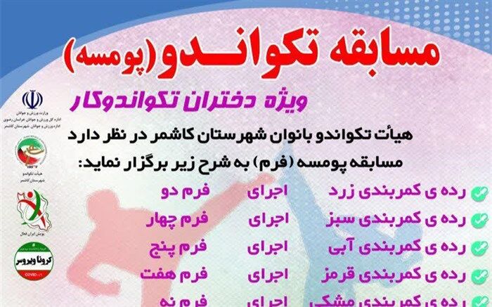 برگزاری مسابقه تکواندو مجازی  ویژه دختران کاشمر