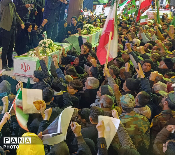 وداع مردم شریف عزدار شهرستان با دو شهید جنگ صهیونیستی 