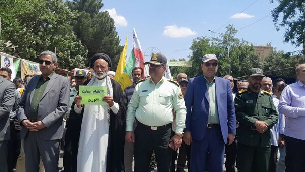  حضور بی نظیر مردن نیشابور در راهپیمایی بر علیه حمله رژیم صهیونسیتی