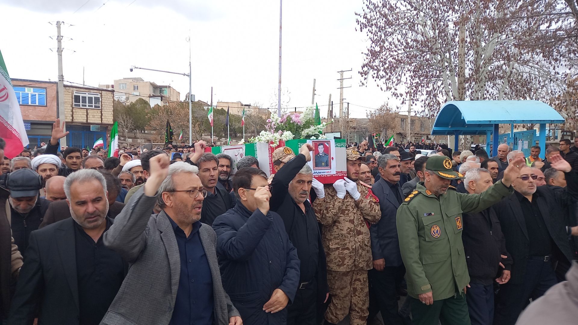تشییع پیکر پاسدار شهید در شهرستان خواجه
