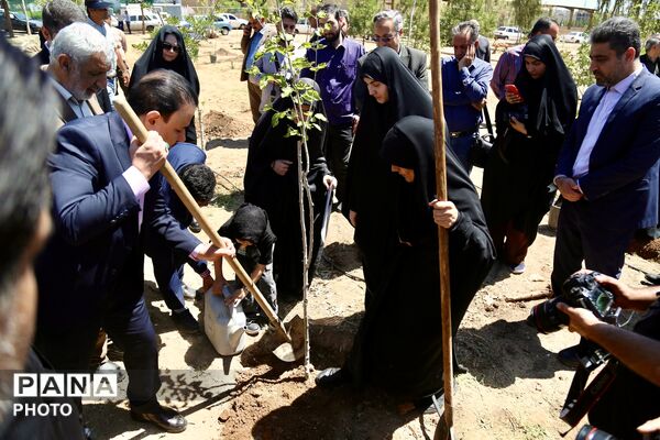 آیین کاشت 168 نهال به یاد دانش‌آموزان شهید میناب در اردوگاه 15خرداد قم