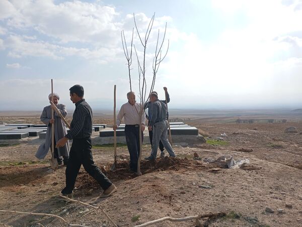 کاشت نهال در آرامستان روستای گزکوه