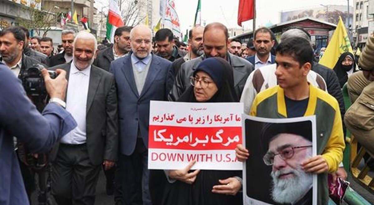 حضور رئیس مجلس در راهپیمایی روز جهانی قدس
