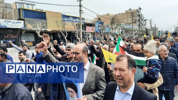 مردم صفادشت ملارد در حمایت از قدس شریف به خیابان‌ها آمدند