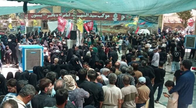 خدمت بی‌وقفه خادمان موکب سیدالشهدا(ع) در بیستون