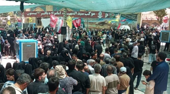خدمت بی‌وقفه خادمان موکب سیدالشهدا(ع) در بیستون
