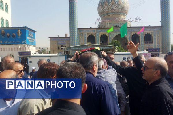 مراسم تشییع پیکر شهید جانباز حاج احمد شیخ حسینی در حرم سید علاءالدین حسین(ع)