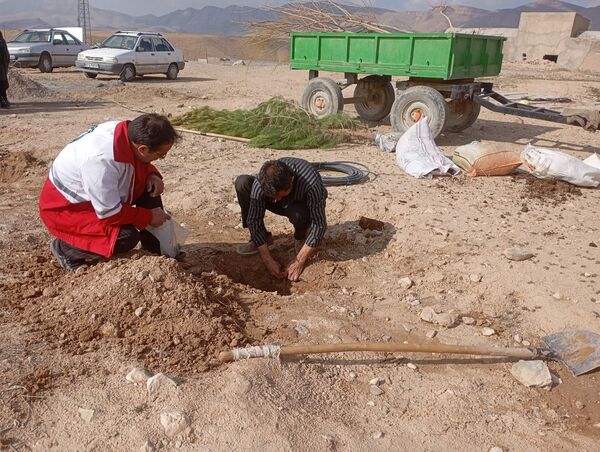 کاشت نهال در آرامستان روستای گزکوه