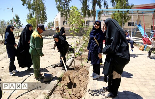آیین کاشت 168 نهال به یاد دانش‌آموزان شهید میناب در اردوگاه 15خرداد قم