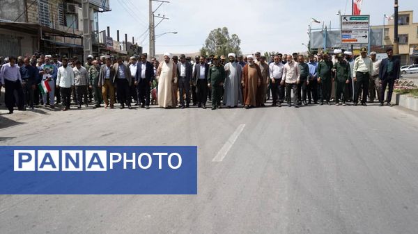 حضور پرشور مردم حاجی‌آباد در راهپیمایی روز قدس