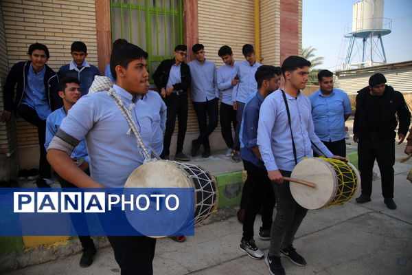 مراسم عزاداری ایام فاطمیه توسط دانش‌آموزان تنگستانی