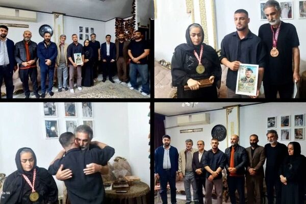 ملی پوش آزادکار نشان خود را به خانواده شهید جنگ رمضان اهدا کرد