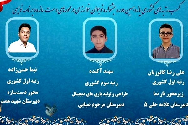 کسب رتبه‌های برتر کشوری توسط دانش‌آموزان منطقه ۵ تهران در جشنواره نوجوان خوارزمی