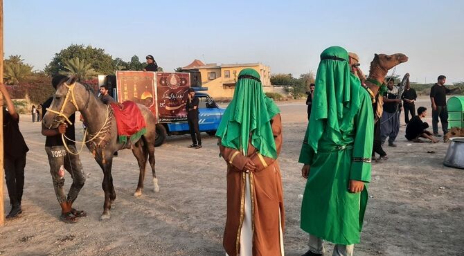 آیین حرکت نمادین کاروان امام حسین (ع) به همت هیئت فاطمیون