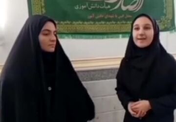 اجرای مناظره دانش‌آموزی در دبیرستان حضرت خدیجه(س) شهر جعفریه قم