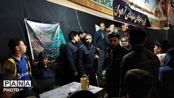 گذری بر فعالیت موکب گروه جهادی بسیج شهدای آهوار در مراسم چهلم رهبر شهید و شهدای میناب 