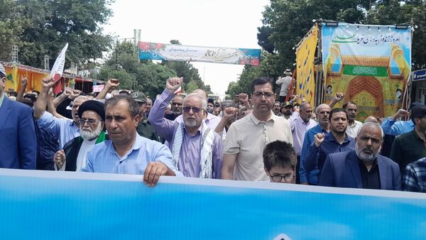  حضور بی نظیر مردن نیشابور در راهپیمایی بر علیه حمله رژیم صهیونسیتی
