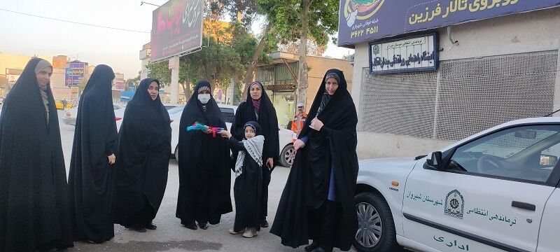 قدردانی از ماموران نیروی انتظامی فراجا و جمعی از خواهران شهرستان شیروان در طرح عفاف و حجاب توسط  پایگاه شهیده ناهید فاتحی کرجو روستای چلو