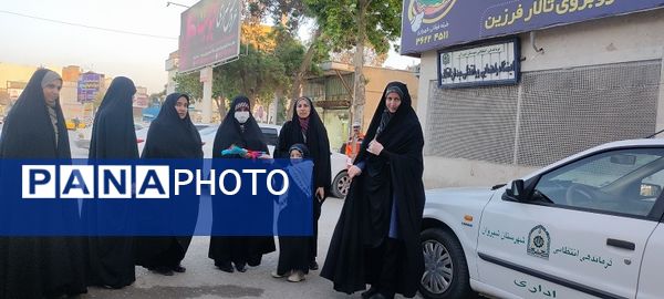 قدردانی از ماموران نیروی انتظامی فراجا و جمعی از خواهران شهرستان شیروان در طرح عفاف و حجاب توسط  پایگاه شهیده ناهید فاتحی کرجو روستای چلو