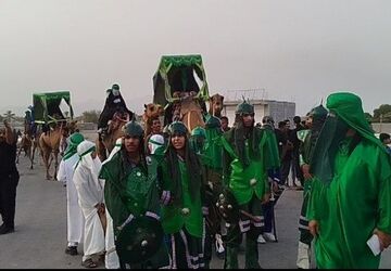 ورود نمادین کاروان امام حسین(ع) به کربلا در رودان