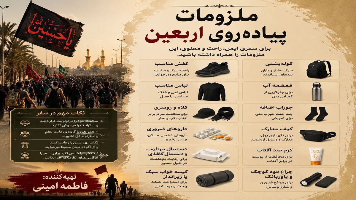  ملزومات ضروری؛ همسفران مطمئن زائران در مسیر نور اربعین