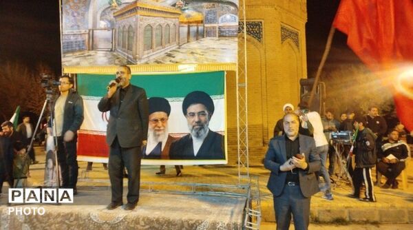 حضور مردم شان آباد و دانش‌آموزان مدرسه علوی در تجمعات برای دفاع از کشورشان