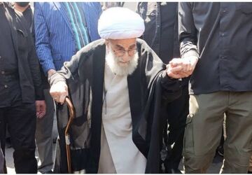 حضور آیت الله جنتی در مراسم تشییع آقای شهید ایران