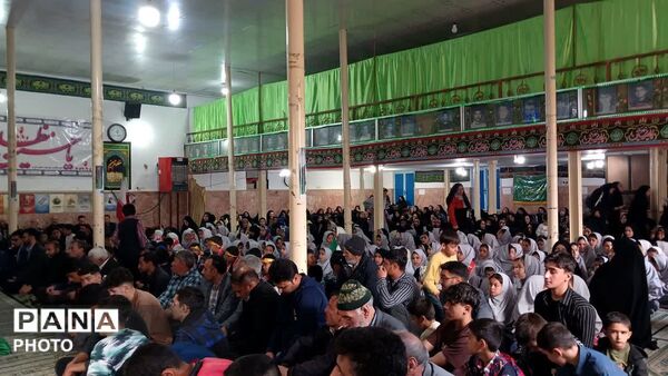 مراسم پرشور چهلمین روز شهادت دانش آموزان مدرسه  شجره طیبه شهر میناب در کلات 