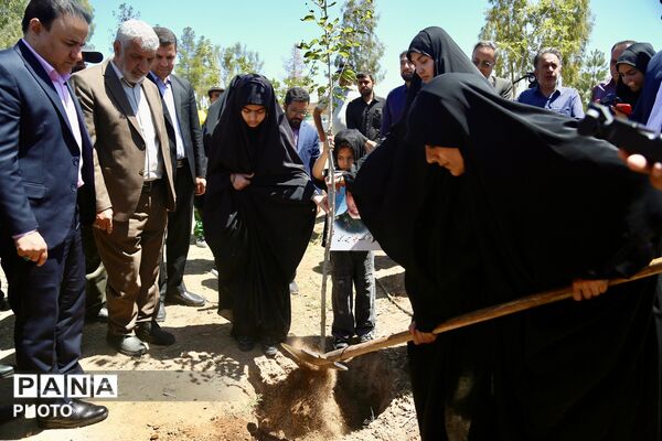 آیین کاشت 168 نهال به یاد دانش‌آموزان شهید میناب در اردوگاه 15خرداد قم