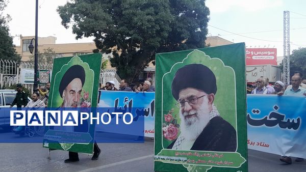  حضور بی نظیر مردن نیشابور در راهپیمایی بر علیه حمله رژیم صهیونسیتی