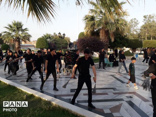 حضور دسته های عزاداری هیئت حسینی روستای تل آباد در زیارتگاه شهید آیت الله مدرس